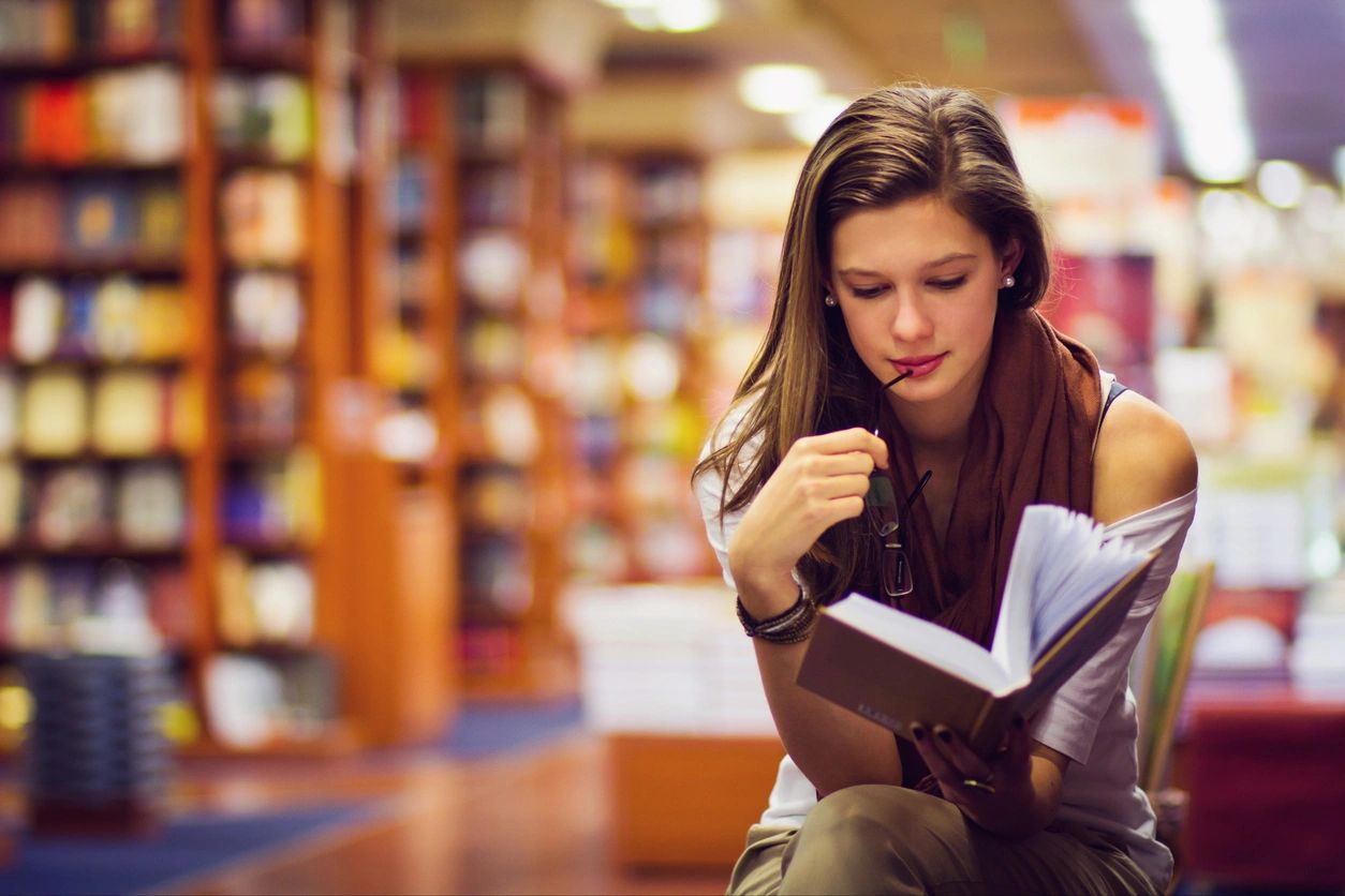 A student reading a book